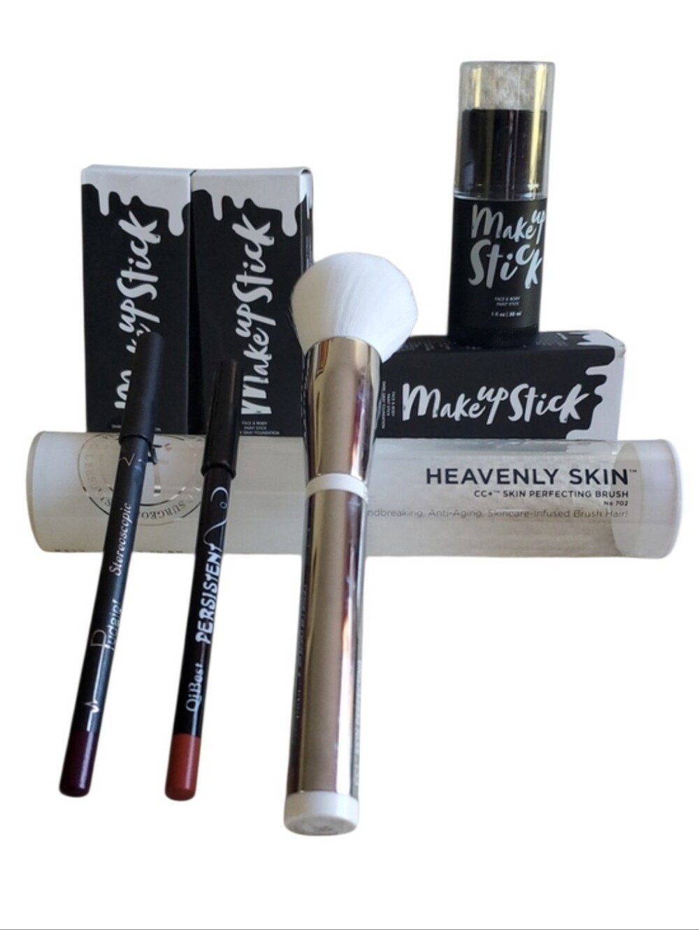 6 Piece Bundle-Makeup Stick Heavenly/Skin Powder Brush with Lip Pencil Duo